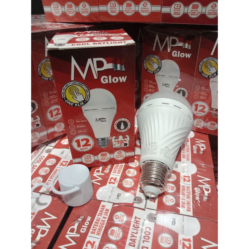 LAMPU LED EMERGENCY MP GLOW 12W PUTIH, LAMPU MATI LISTRIK