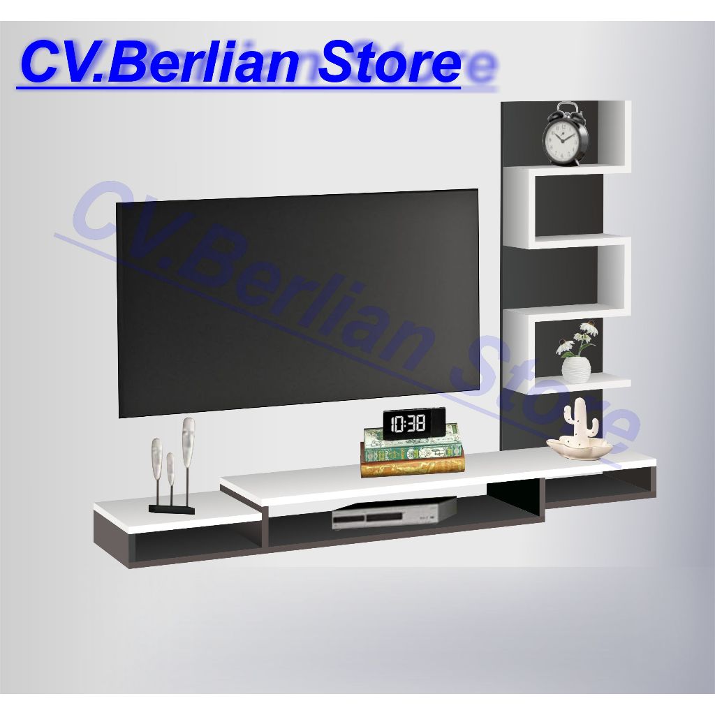 Rak tv Tempel Dinding Minimalis Set Furniture Rak Meja TV Tempel Dinding Minimalis