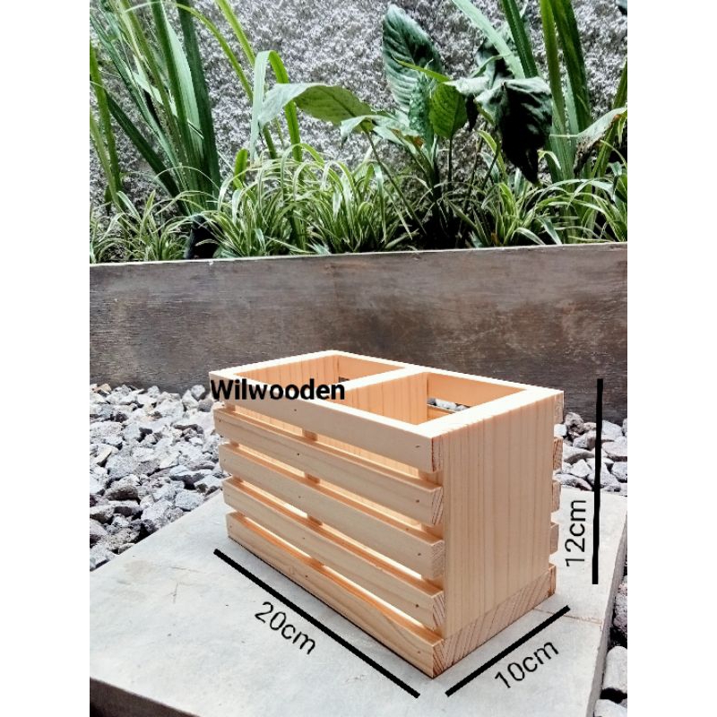 Tempat sendok garbu aesthetic | Tempat pensil | Tempat serbaguna kayu jatibelanda