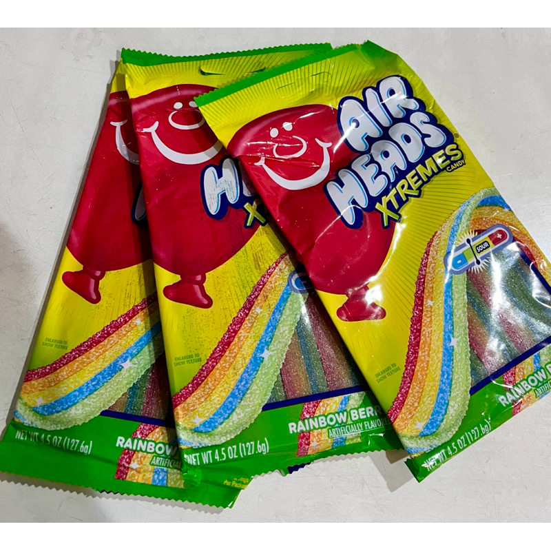 

air heads xtremes candy rainbow berry permen asam USA Amerika