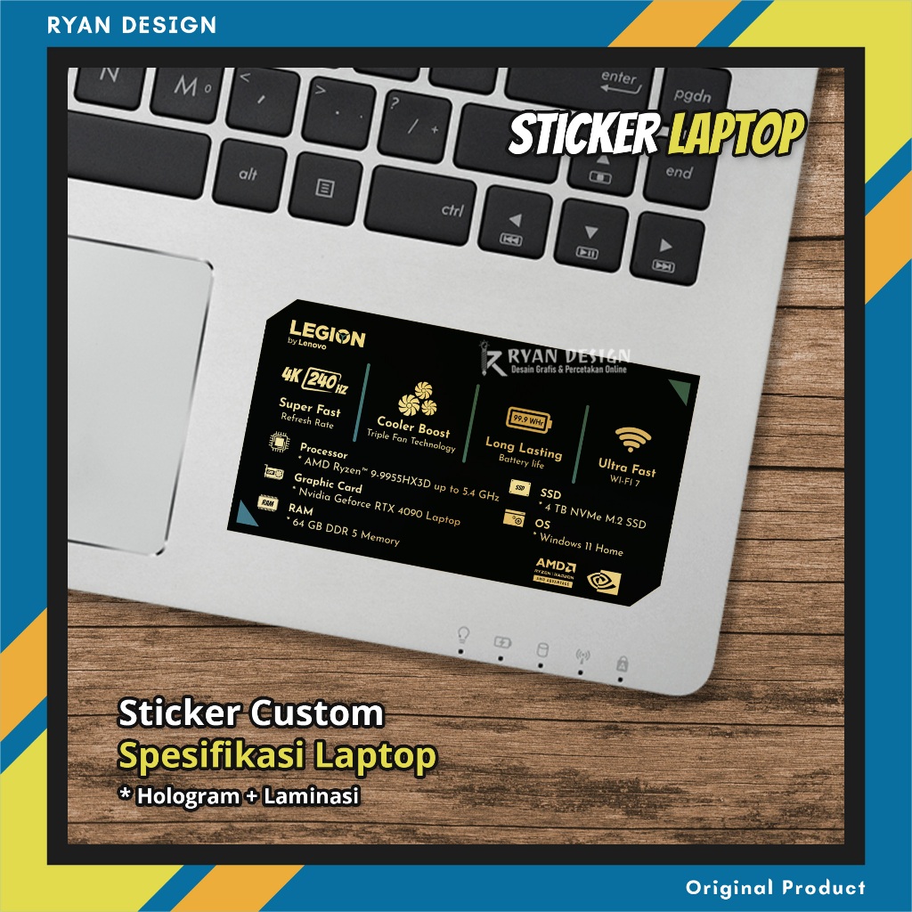 Stiker Logo Laptop Stiker Spesifikasi Fitur Laptop Stiker Nvidia RTX GTX Intel Amd (Model 009)