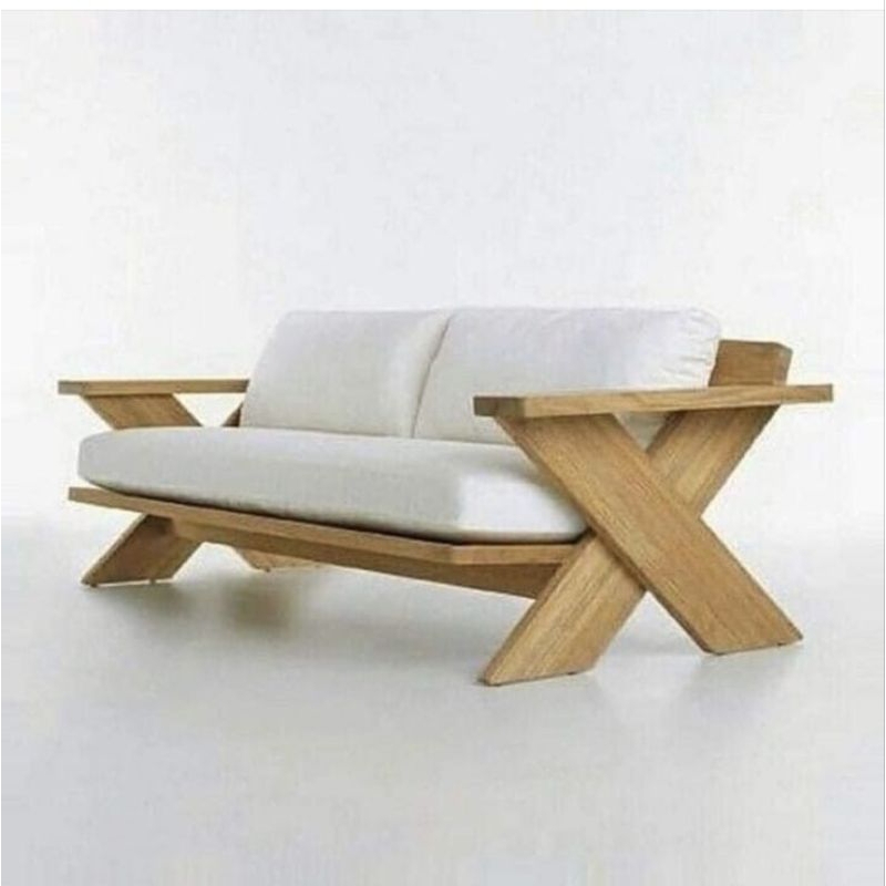 bangku sofa bangku minimalis kayu jati 2seater