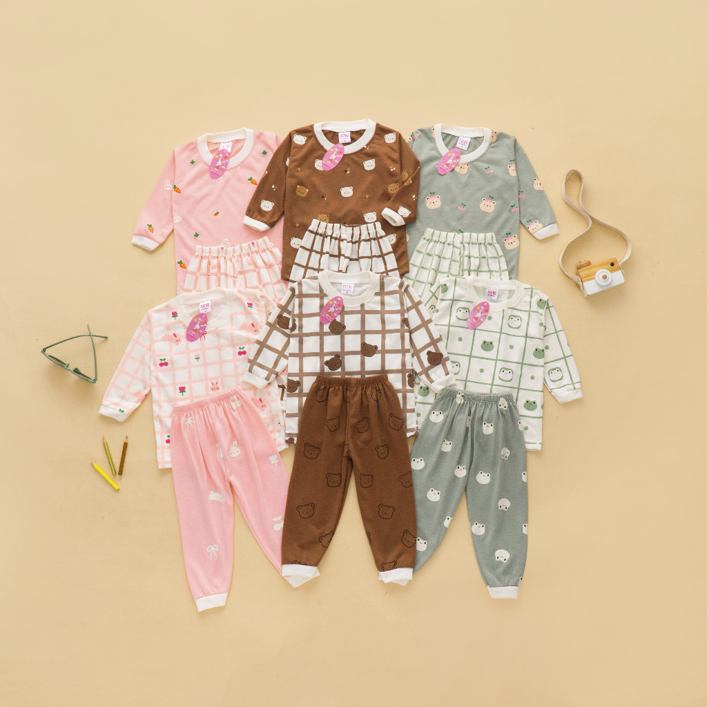 Setelan Anak & Bayi Unisex Squared Stripe Pajamas/ Baju Anak Laki Laki / Baju Bayi / Setelan Bayi La