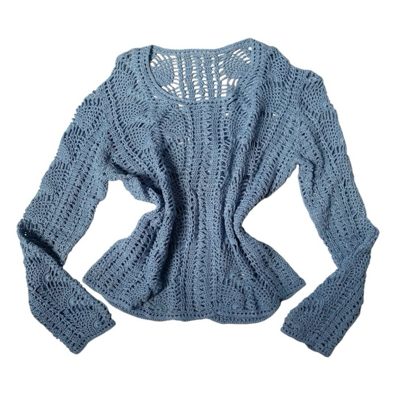 blue crochet sweater acubi