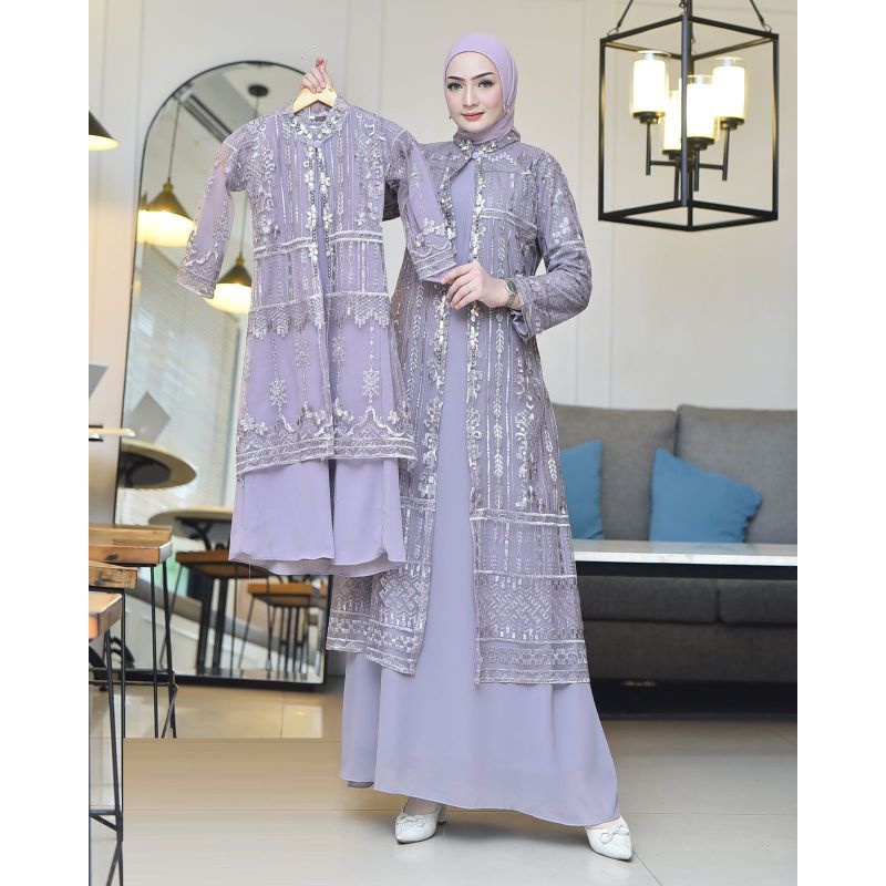 Gamis Outher Couple Ibu dan Anak - Gamis Modern Couple - Gamis Outher Couple - Gamis Outher Anak Pre