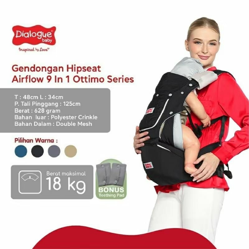 Dialogue Baby Gendongan Hipseat Airflow 9 In 1 Ottimo Series/Gendongan Hipseat/Gendongan Bayi 9 in 1