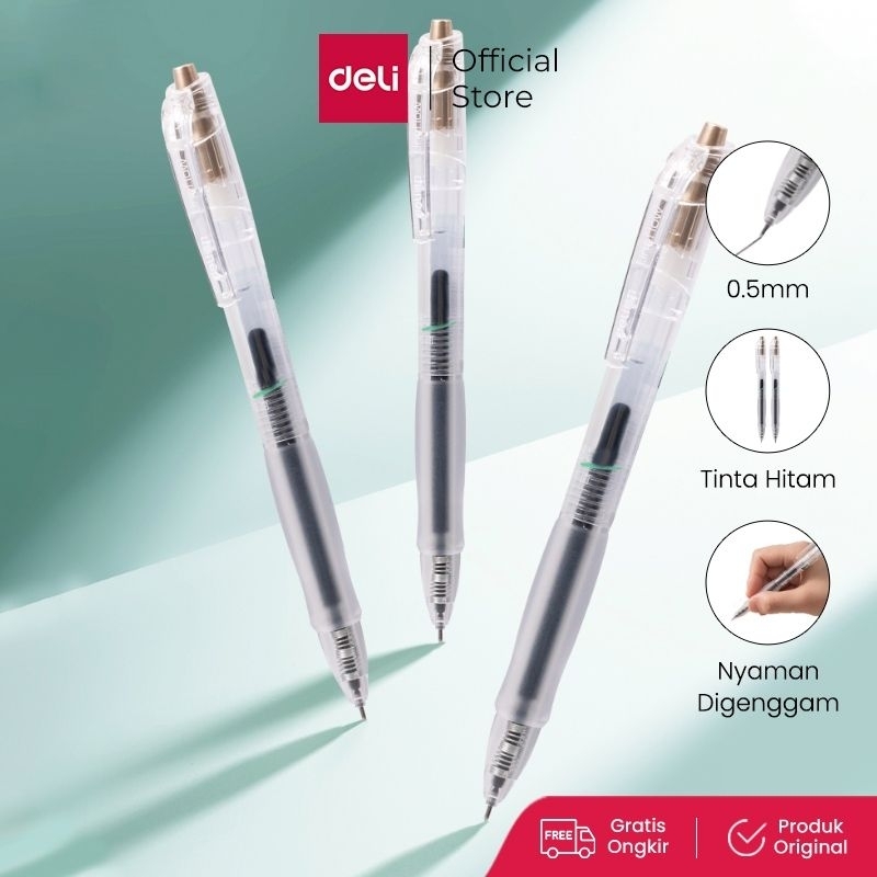 

DELI GEL PEN RETRACTABLE SA130 0.35MM / PENA CETEK ADA REFILL TINTA HITAM