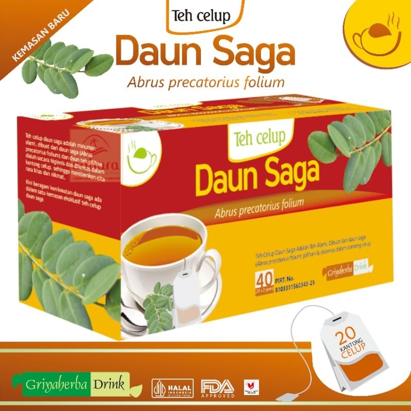 

Teh Daun Saga Abrus precatorius folium herbal tea herbal pereda batuk berdahak dan sariawan