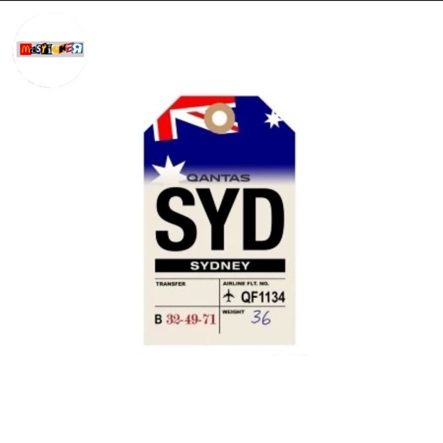 

sticker QANTAS SYD airport Sydney traveling luggage label stiker aviasi