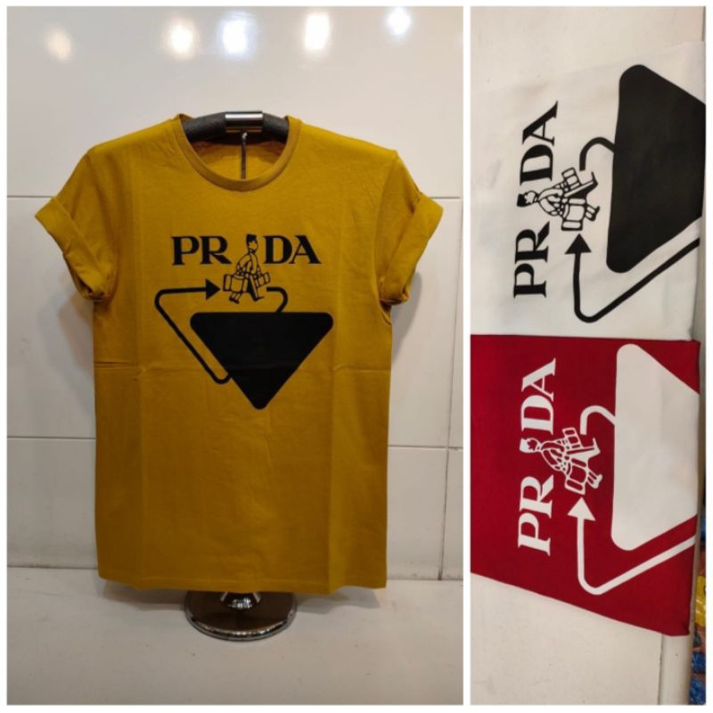Kaos Prada Wanita printing / Kaos T-shirt Cewek Cowok catton combed /Atasan Wanita Prada