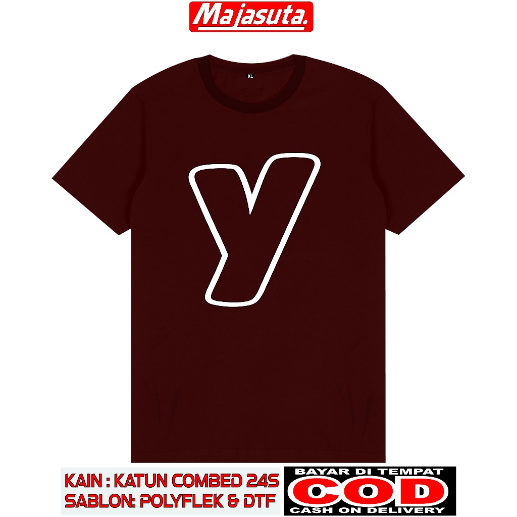 KAOS LOGO INISIAL ''Y''  KATUN COMBED 24S TEBAL//BISA COD//KAOS DISTRO//KAOS PREMIUM//