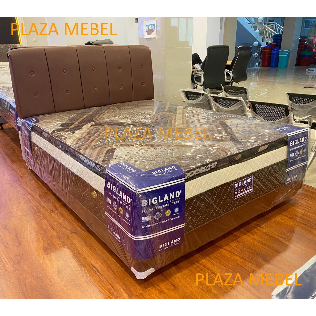 SET Double Bed Boxy Bigland Havana Lapisan Pillow Top Springbed ( FULLSET )