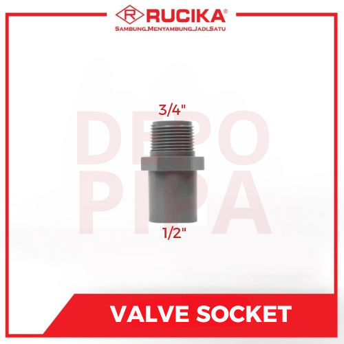 RUCIKA VALVE SOCKET / SOK DRAT LUAR (SDL) 3/4" x 1/2" AW