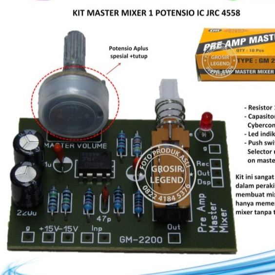 Kit master mixer 1 potensio IC JRC 4558 GM 2200