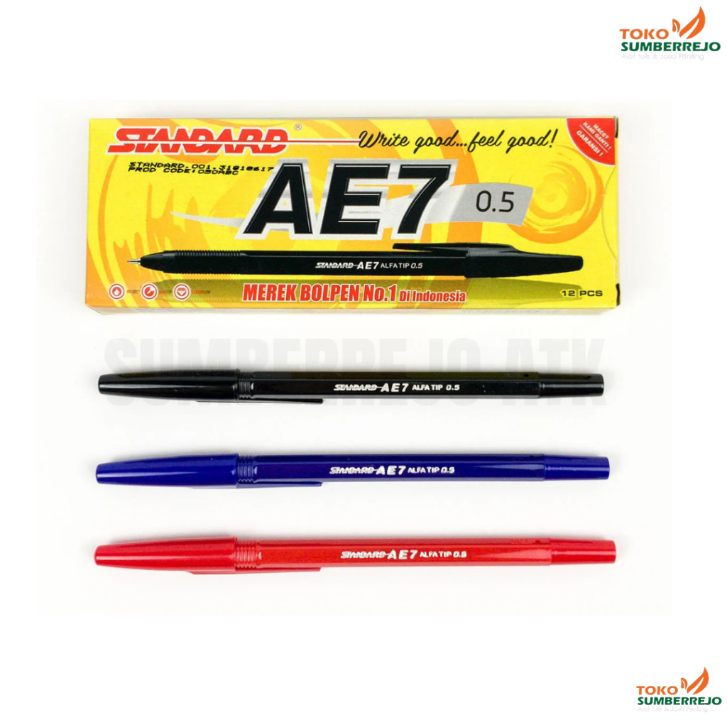 

Pulpen Standard AE7 Hitam, Biru, Merah / Ball Pen / Pena 0.5mm Standard AE7