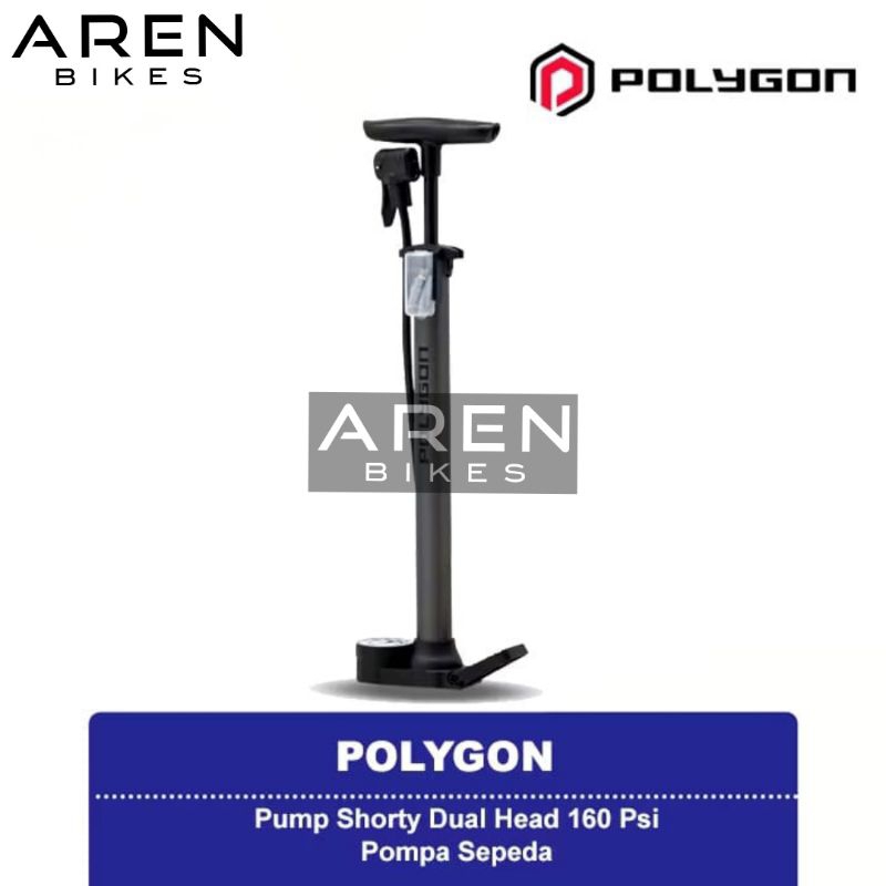 POMPA SEPEDA POLYGON SHORTY DUAL HEAD 160 PSI PUMP AV FV PRESTA BAN SEPEDA & MOTOR METER METERAN AME