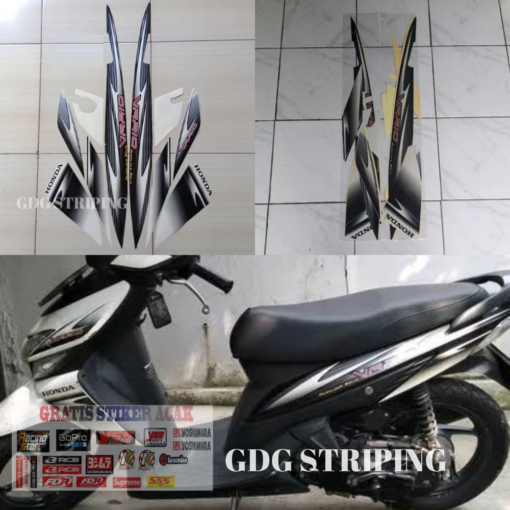 Striping Stiker Motor Honda Vario 110 2006 Putih Murah