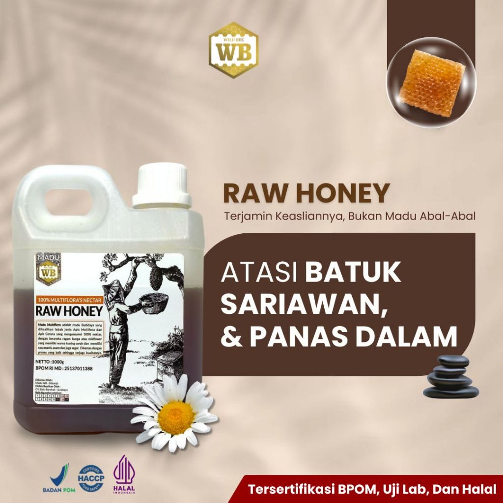 

WB WILD BEE / Raw Honey 1Kg Nektar Bunga 100% / Madu Mentah / Madu Batuk / Garansi & Tersertifikasi