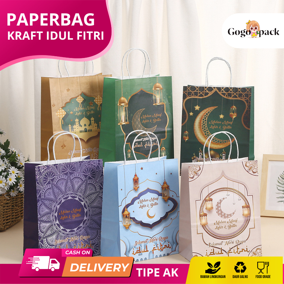 

Paperbag Kraft Idul Fitri / Paper bag Eid Mubarak / Hampers Lebaran Idul Fitri | AK02P7 - AK03P7