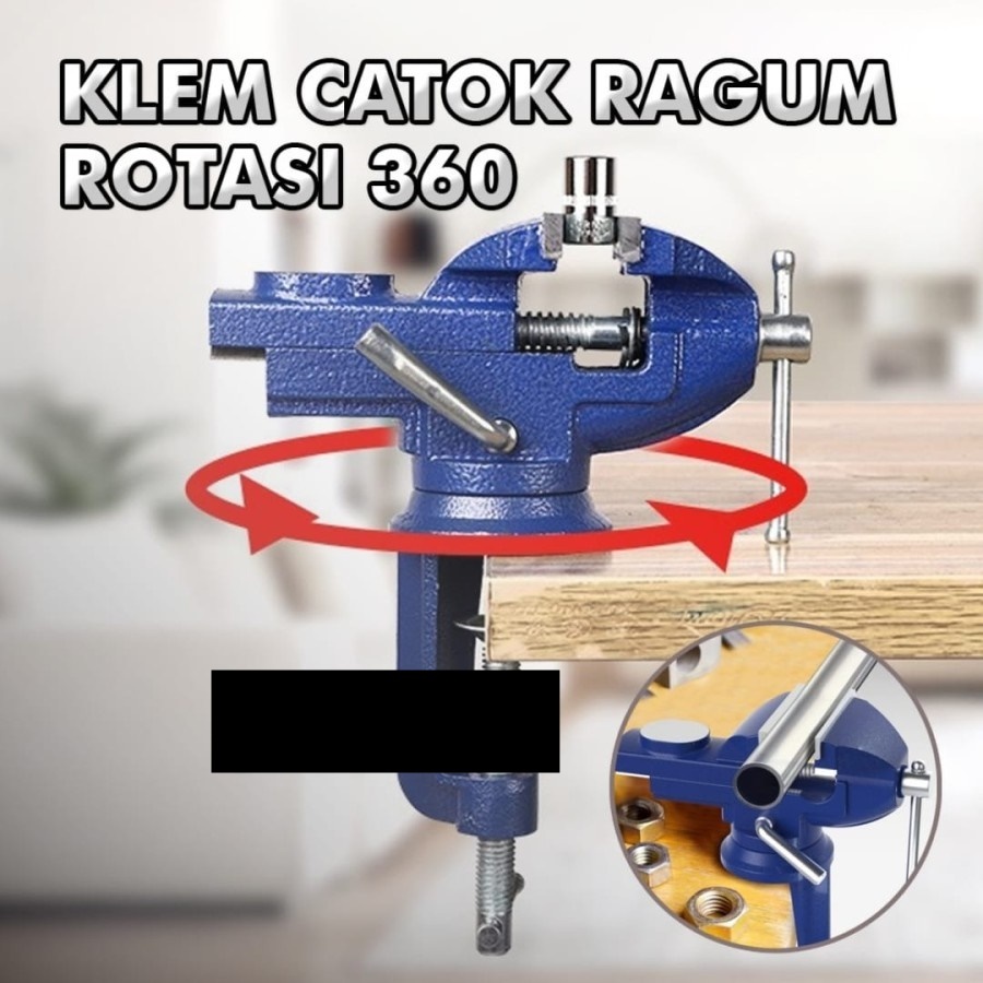 Catok Ragum Rotasi 360 Heavy Duty Klem Catok Meja Penjepit Paron Besi