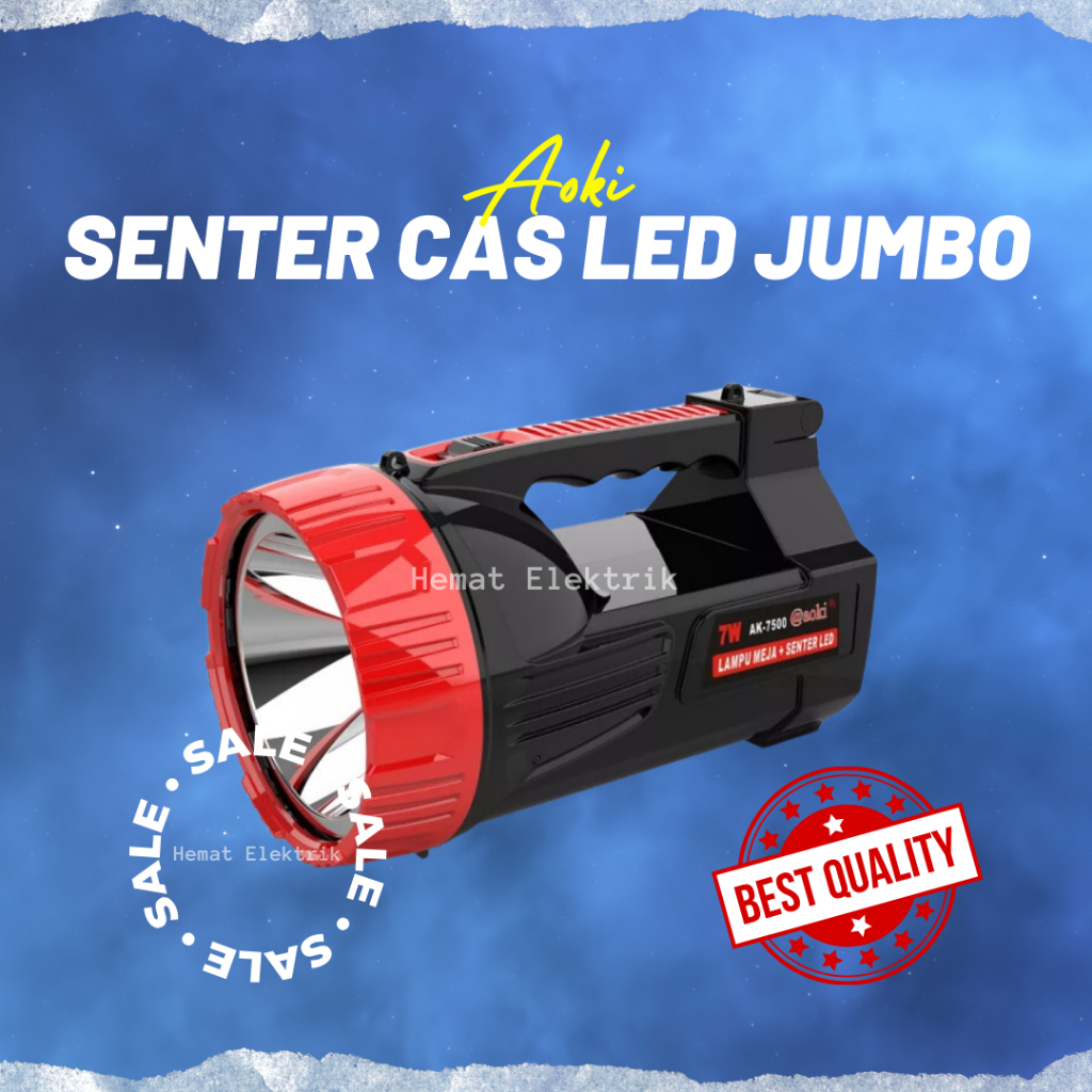 SENTER Led Jumbo Aoki Lampu Cas Charger Emergency Darurat Tahan Lama
