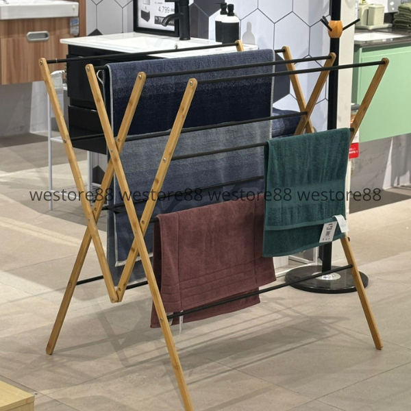 Weldon Rak Jemuran Baju Pakaian Lipat Bahan Bambu Kuat Dan Kokoh WEO IF5639