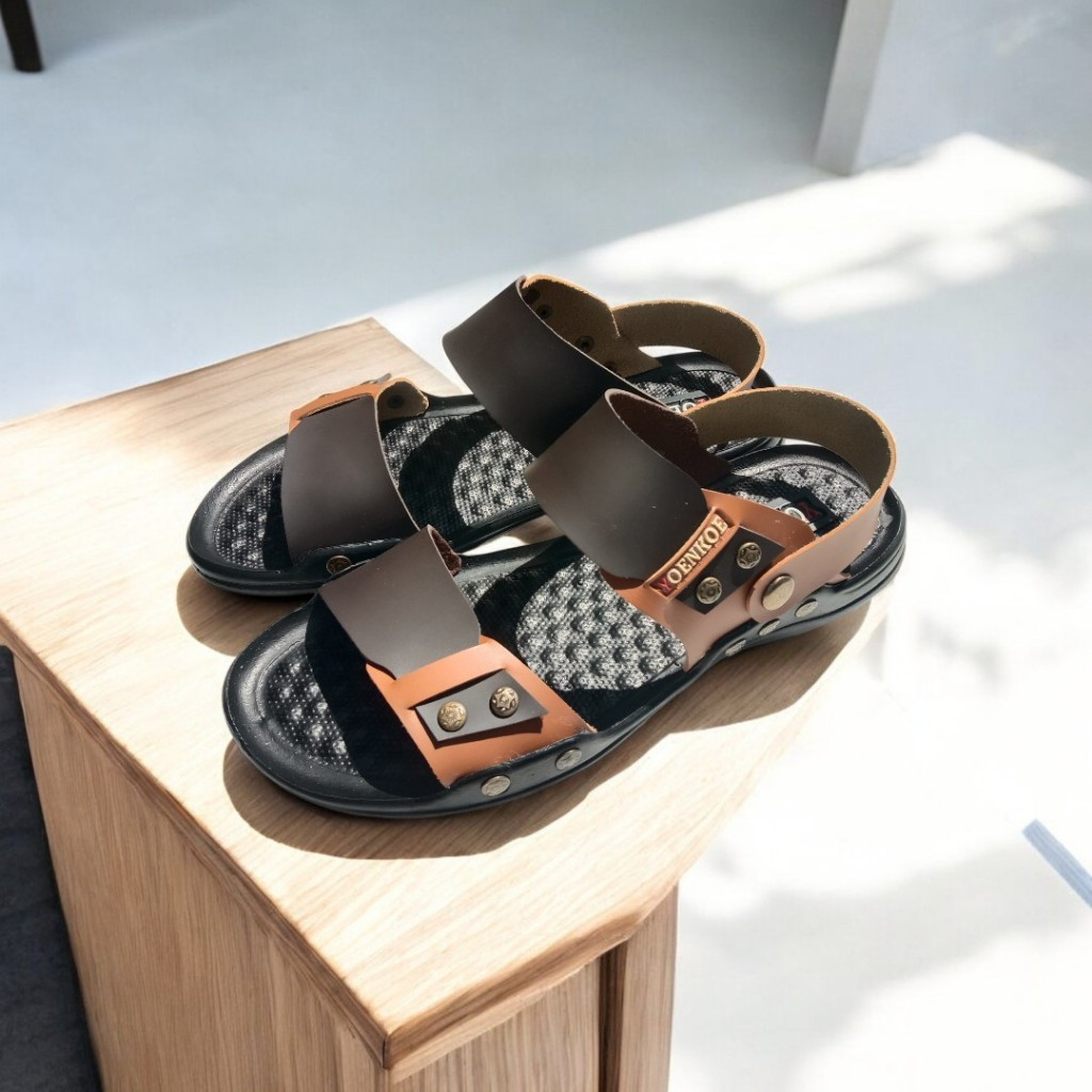 Sandal Slop Ban 2 Kulit Pria Dewasa Merk YOENKOE Tasik Handmade Original 100%