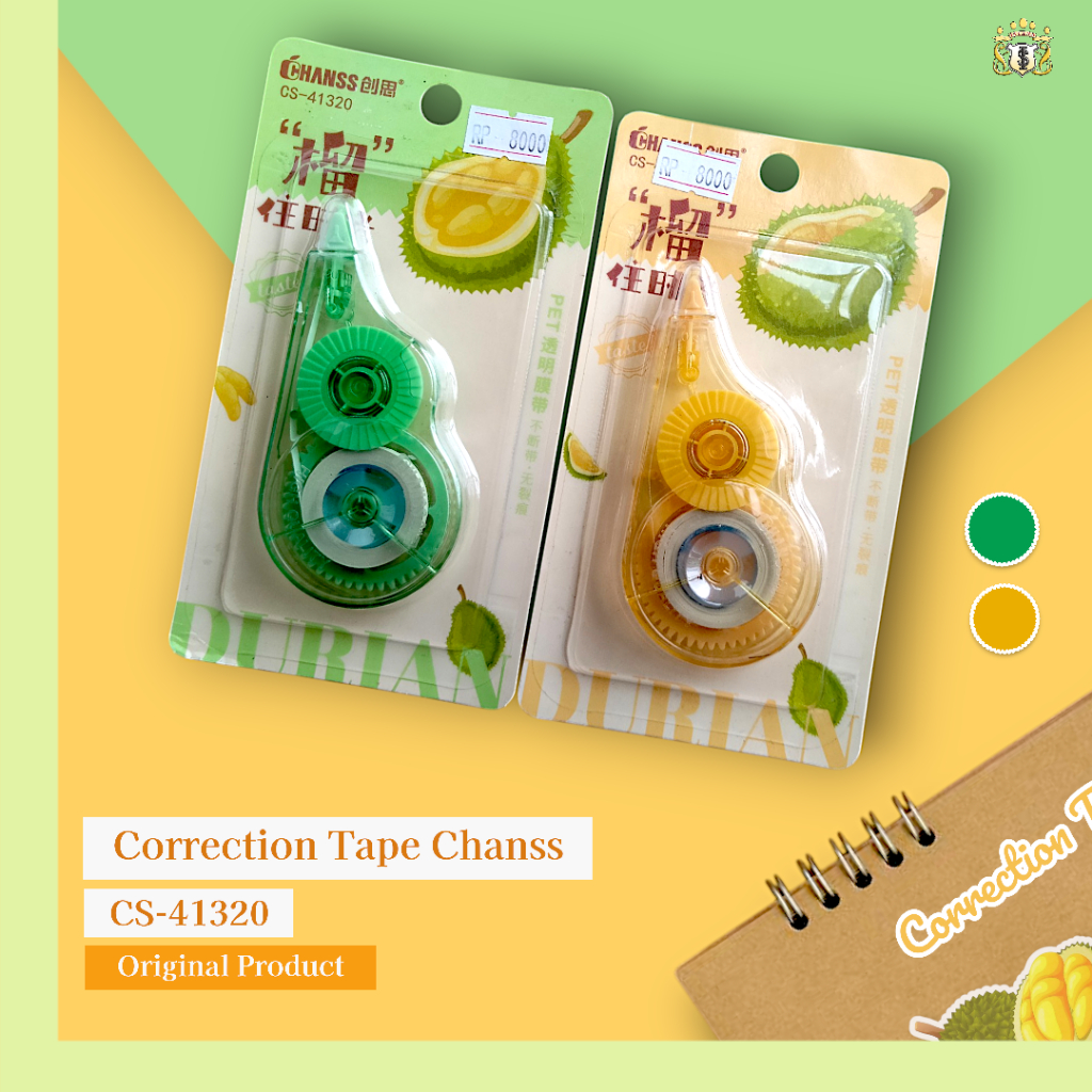 

Pet Correction Tape Chanss 8Mx 5mm / Tipx Pita Kertas Chanss untuk penghapus pen