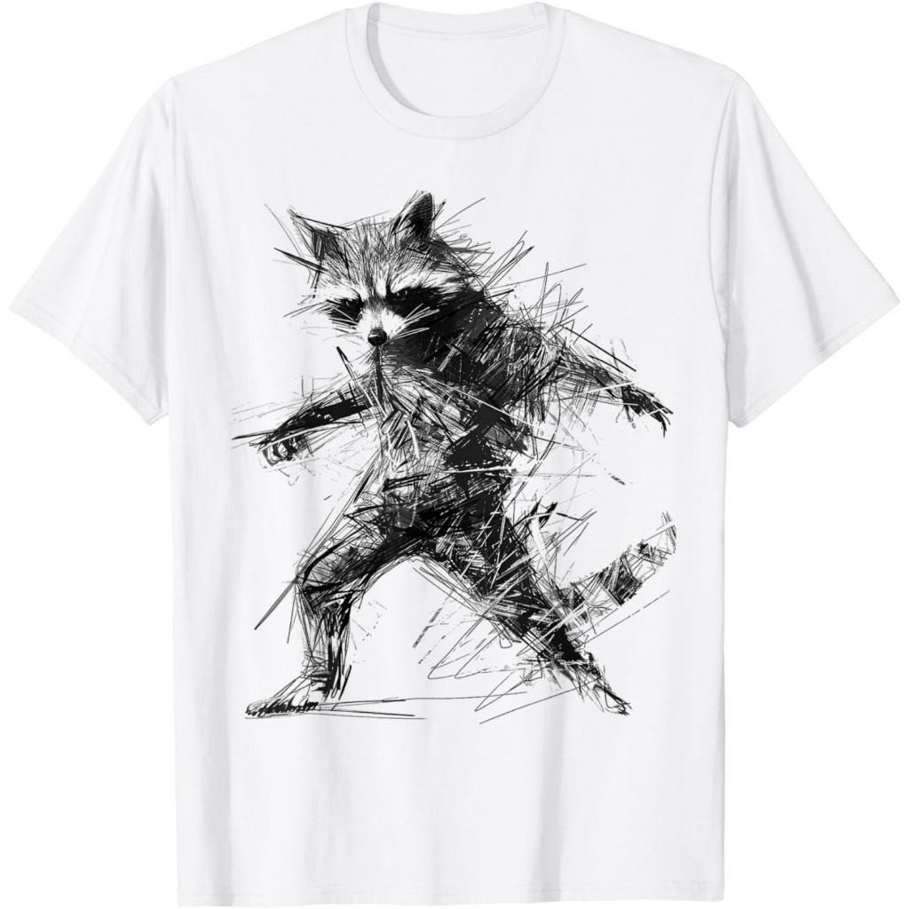 Kaos Ilustrasi Hewan Rakun Gambar Rakun