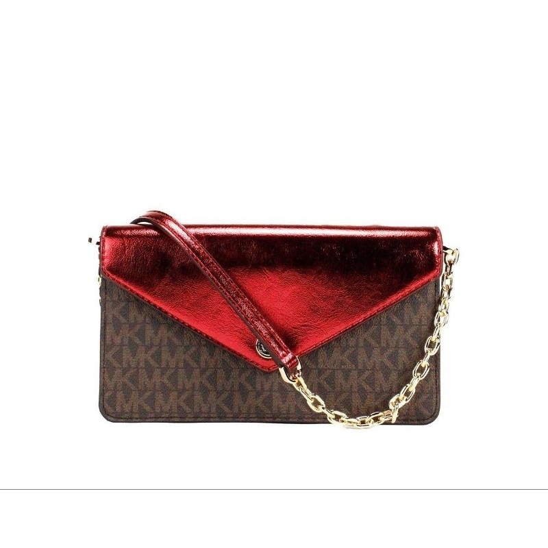 MichaelKors MK Jet Set Travel Small Flap Clutch Xbody Crimson (LUX)