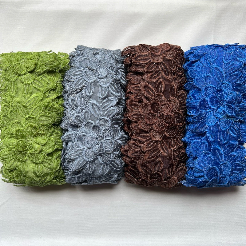 Renda Bordir Timbul Bunga/Bordir Import/Renda Bordir Tempel Bunga 3D/Renda Baju/Renda Kerajinan/Rend