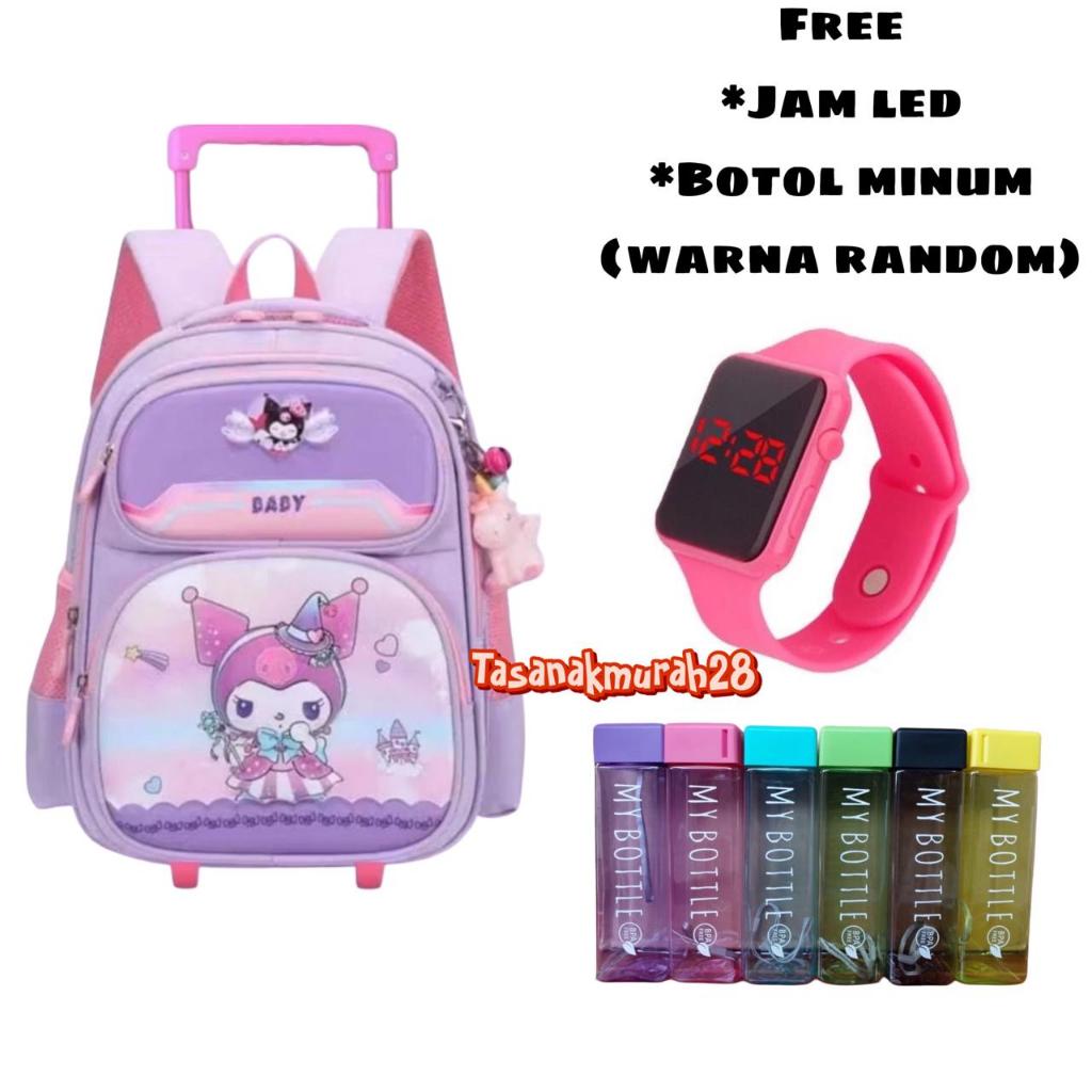 Tas ransel anak tas trolly lucu terbaru motif kurromii tas dorong anak perempuan tas koper traveling