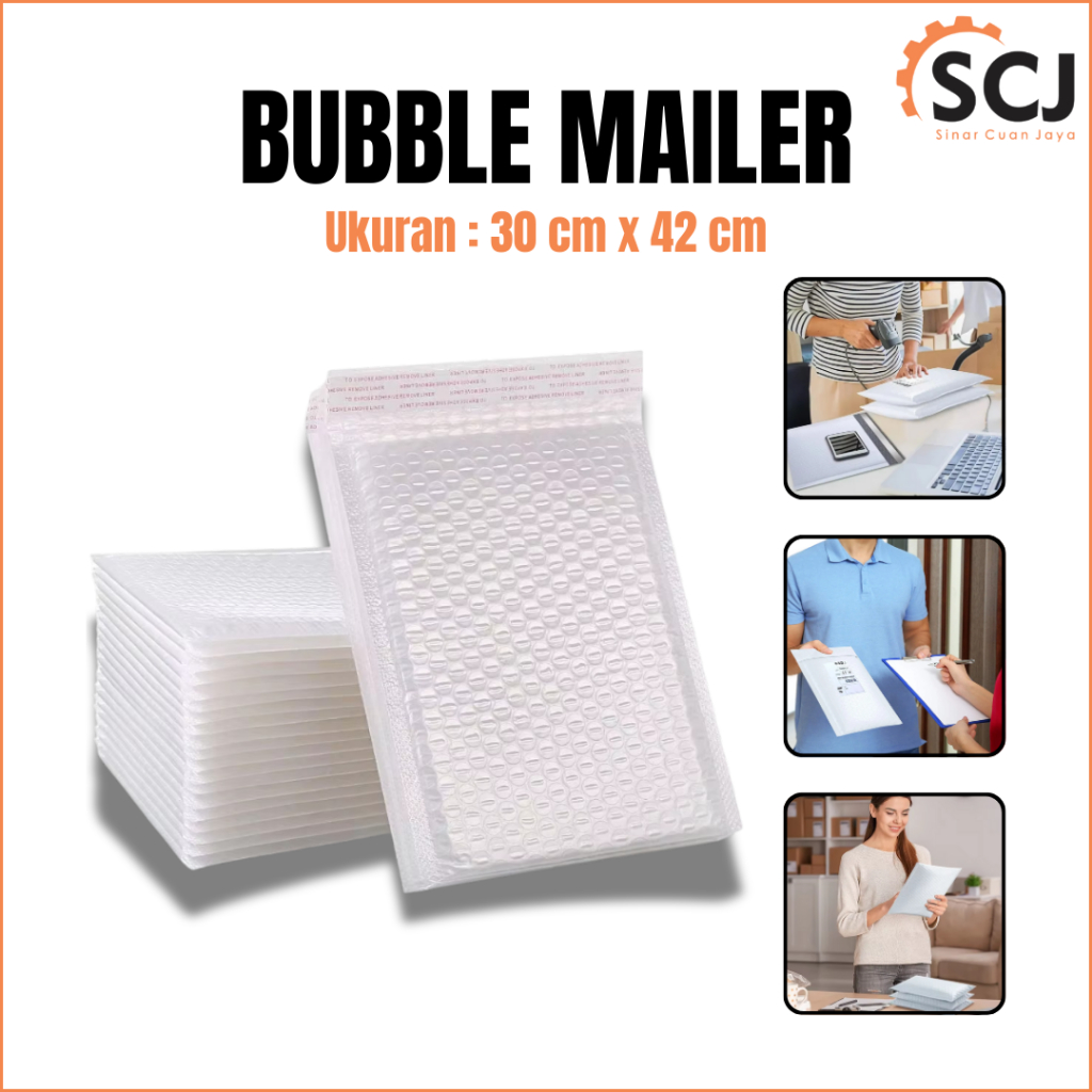 

SCJ - [ISI 3 PCS] Kantong Plastik Bubble Mailer 30 x 42 cm Putih / Amplop Bubble Wrap Poly Mailer