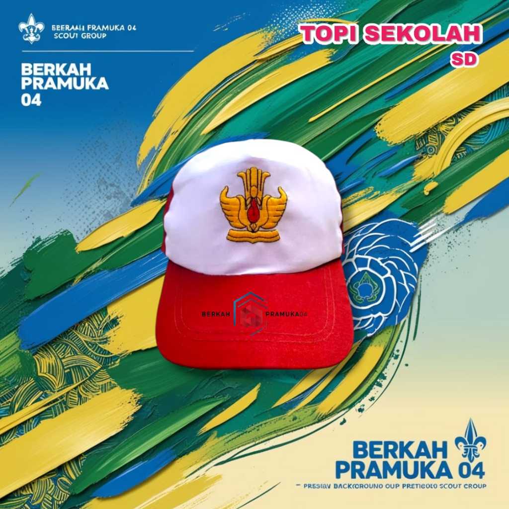 Topi Sekolah SD Merah putih bordir perekat