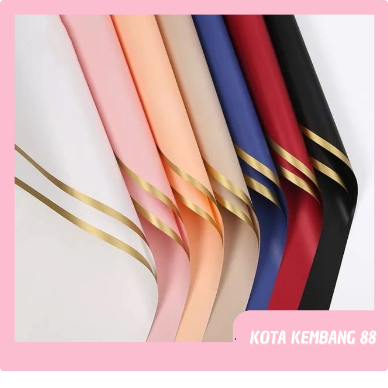 

Kertas Buket Bunga Cellophane Florist goldline Flower Wrapping Paper Varian List Gold Emas KB01