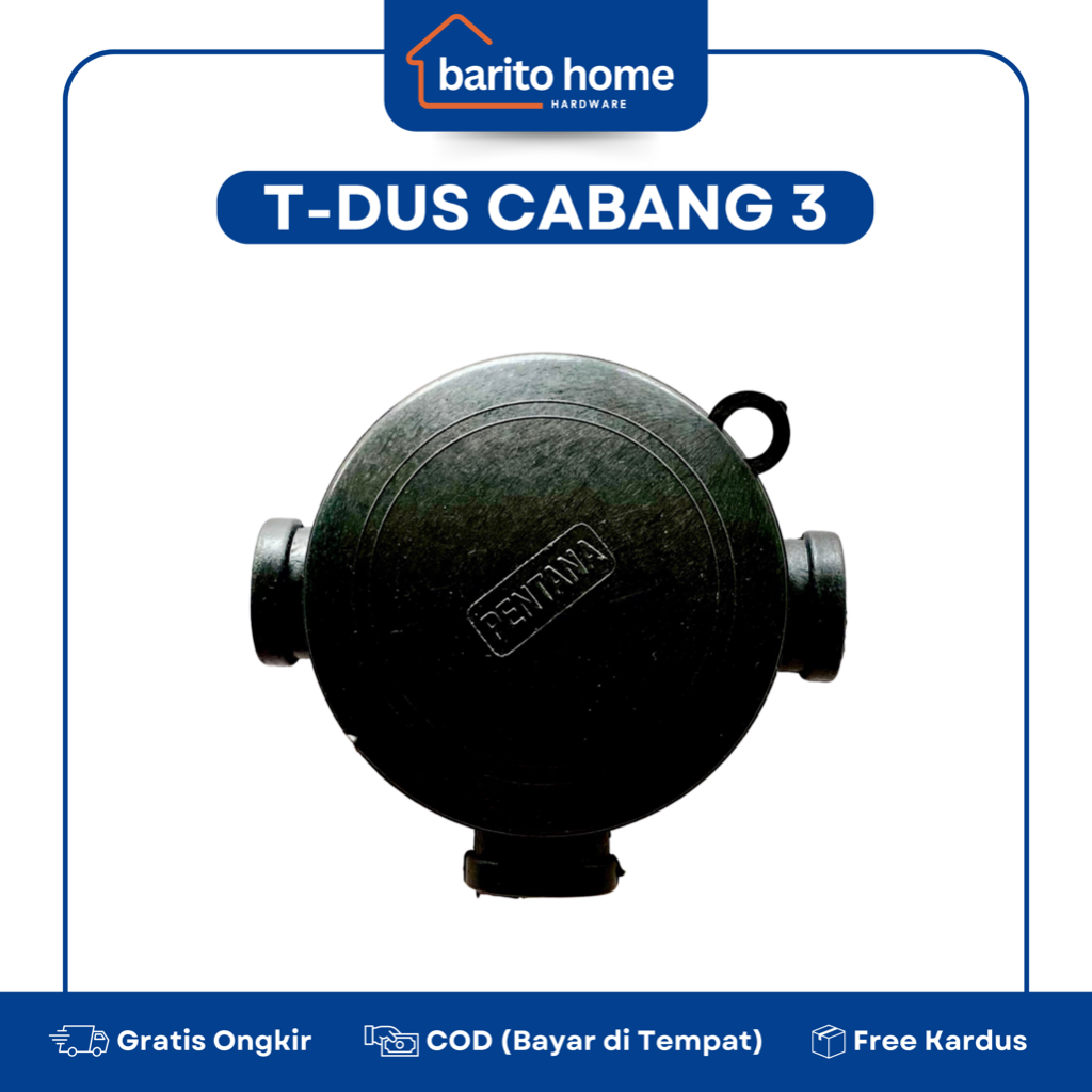 PENTANA T-Dus Besar Mangkok Listrik Cabang 3 Hitam 5/8 Inch Pipa Listrik