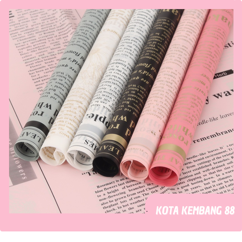 

Flower Wrapping Paper Waterproof Motif Koran Newspaper Kertas Buket Bunga Cellophane KB012