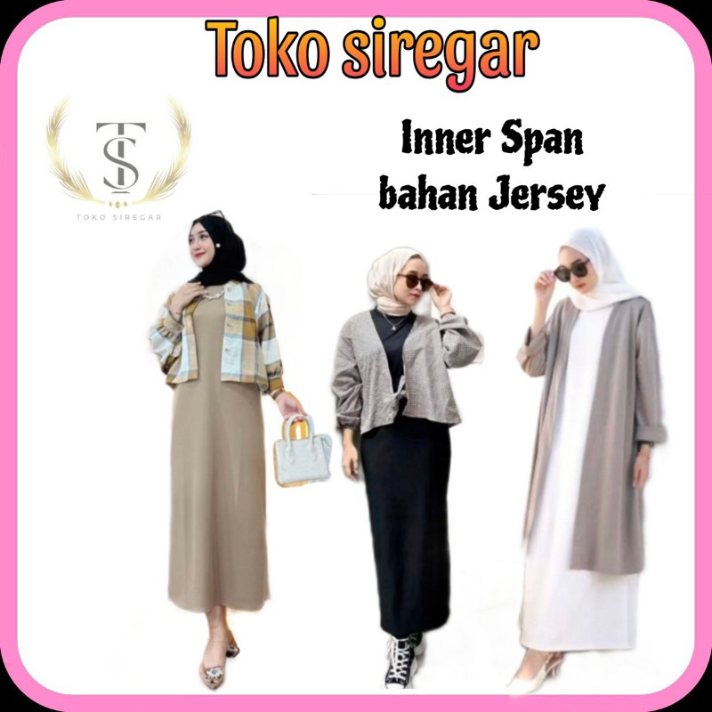 TS || INNER DRESS SPAN JERSEY UKURAN LENGKAP SAMPAI JUMBO DRESS HITAM