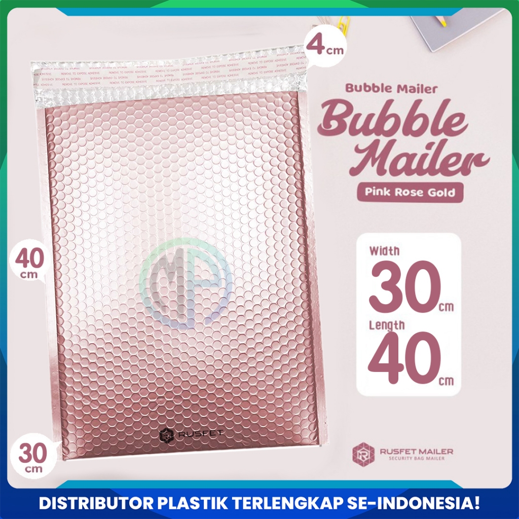 

Amplop Bubble Mailer Bubble Packing Murah Pink Rose Gold Glossy 30cm x 40cm Harga Satuan