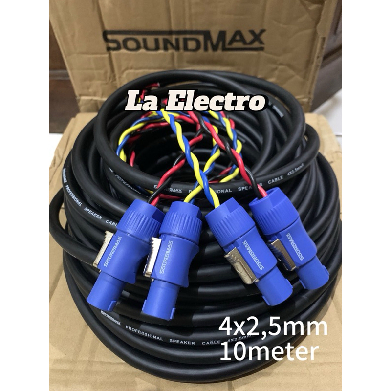 10 METER KABEL SPEAKER SOUNDMAX 4x2,5mm RAKIT JACK SPEAKON SOUNDMAX