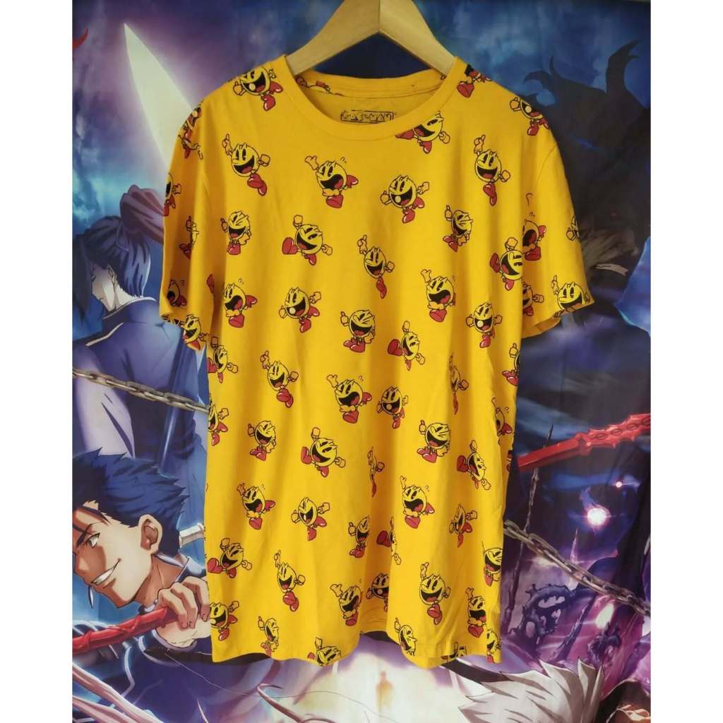 Pacman All Over Print Yellow Official Game Tee by Bandai Namco Kaos Tshirt Original Second Merch Jap
