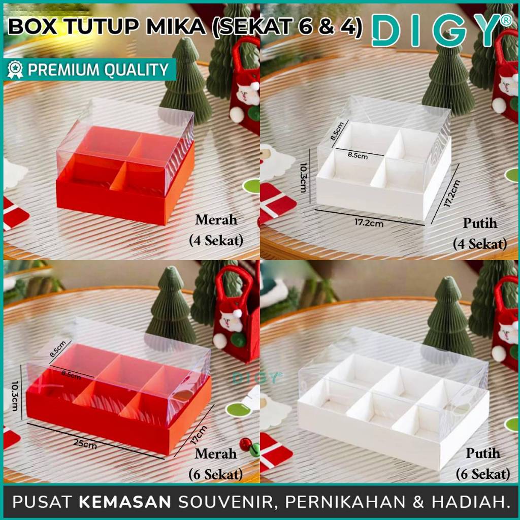DIGY Box Tutup Mika Sekat / Kotak Sekat Imlek / Box Kue Lapis Potong / Kotak Kue CNY / Box Mika Kue 