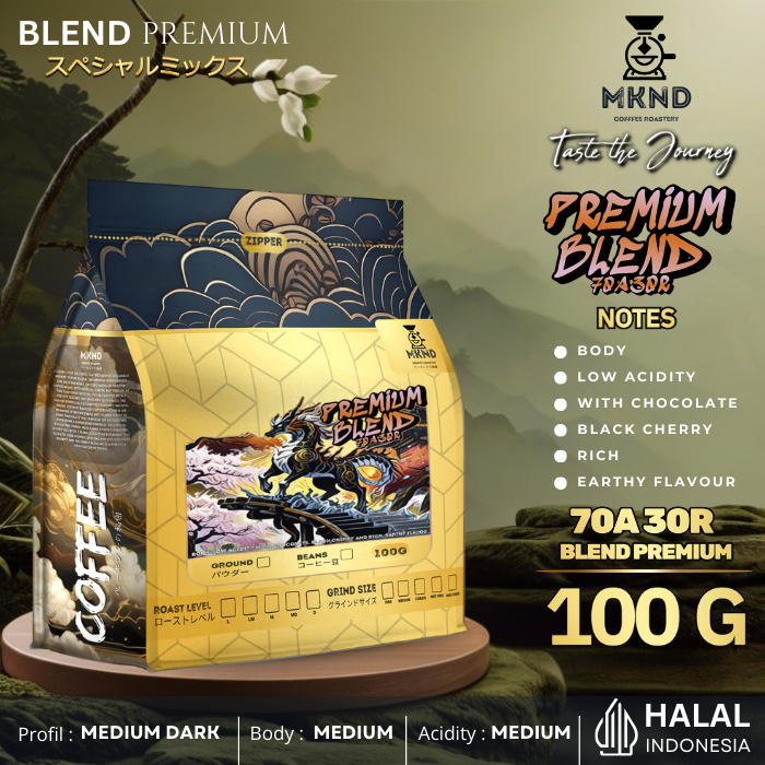 

MKND COFFEE ROASTERY - Premium Blend 100gr Arabika 70% Robusta 30% | Cappuccino | Medium Dark | white coffee