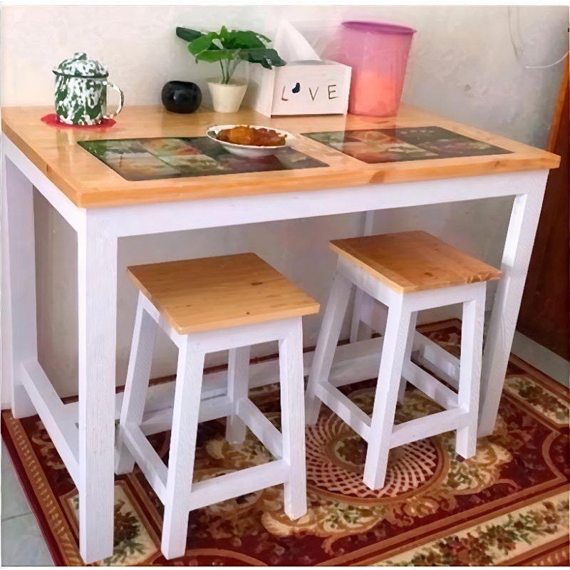 Meja Makan CAFFE + 2 Kursi jati Belanda