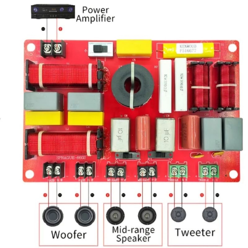 Crossover Pasif 6 Way Double Bass Middle Tweeter SPRAGUE 6602