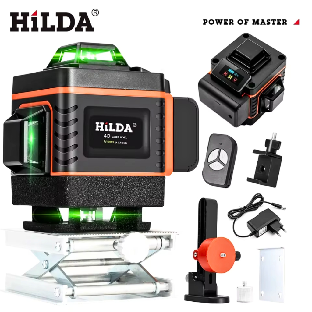 MALL Hilda Laser Level tukang bangunan 4d 16 line keramik plafon Self Leveling IP54 Remote LD 515