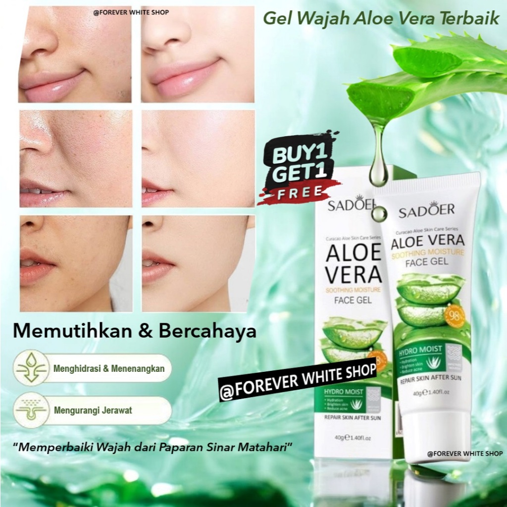 Beli 1 GRATIS 1 !!! Sadoer Aloe Vera Gel Wajah Pemutih Pembersih Wajah Moisture / Aloe Vera Gel Ori 