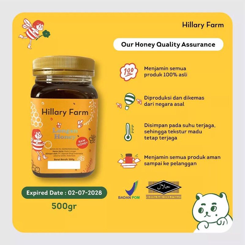 

ORI JUAL MURAH Hillary Farm Longan Honey Madu Longan 500gram 500 gr 500gr