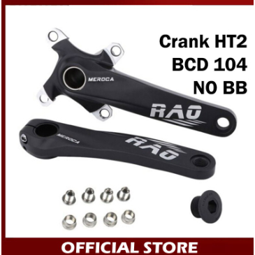 Meroca Rao Crankset Tanpa BB HT2 Crank Set Hollowtech BCD 104 Hitam