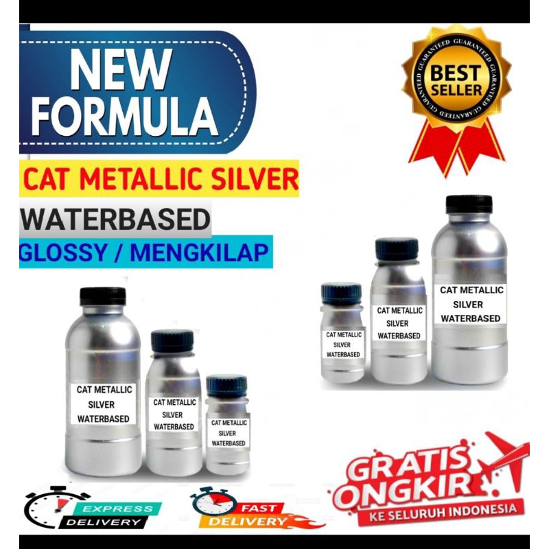 Cat Metallic Silver Water-Based Glossy / Mengkilap 250Ml
